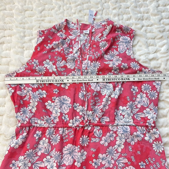 GAP Women’s Tie Waist Dress In Rayon Coral Floral Print XXL - Picture 6 of 12